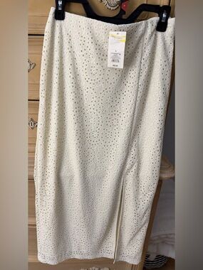 Eyelet Pencil Skirt - Cream